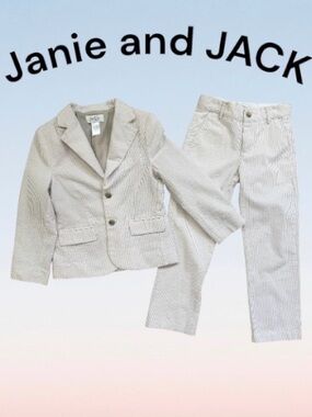 Janie and Jack special Occasion seersucker Blazer pants suit BOY’s size 6